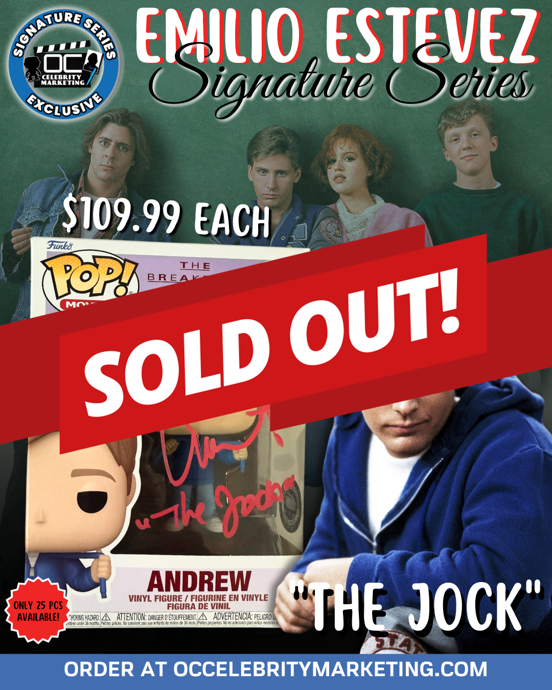Emilio Estevez Signature Series: The Breakfast Club Andrew Funko Pop! #1656 (#/25)