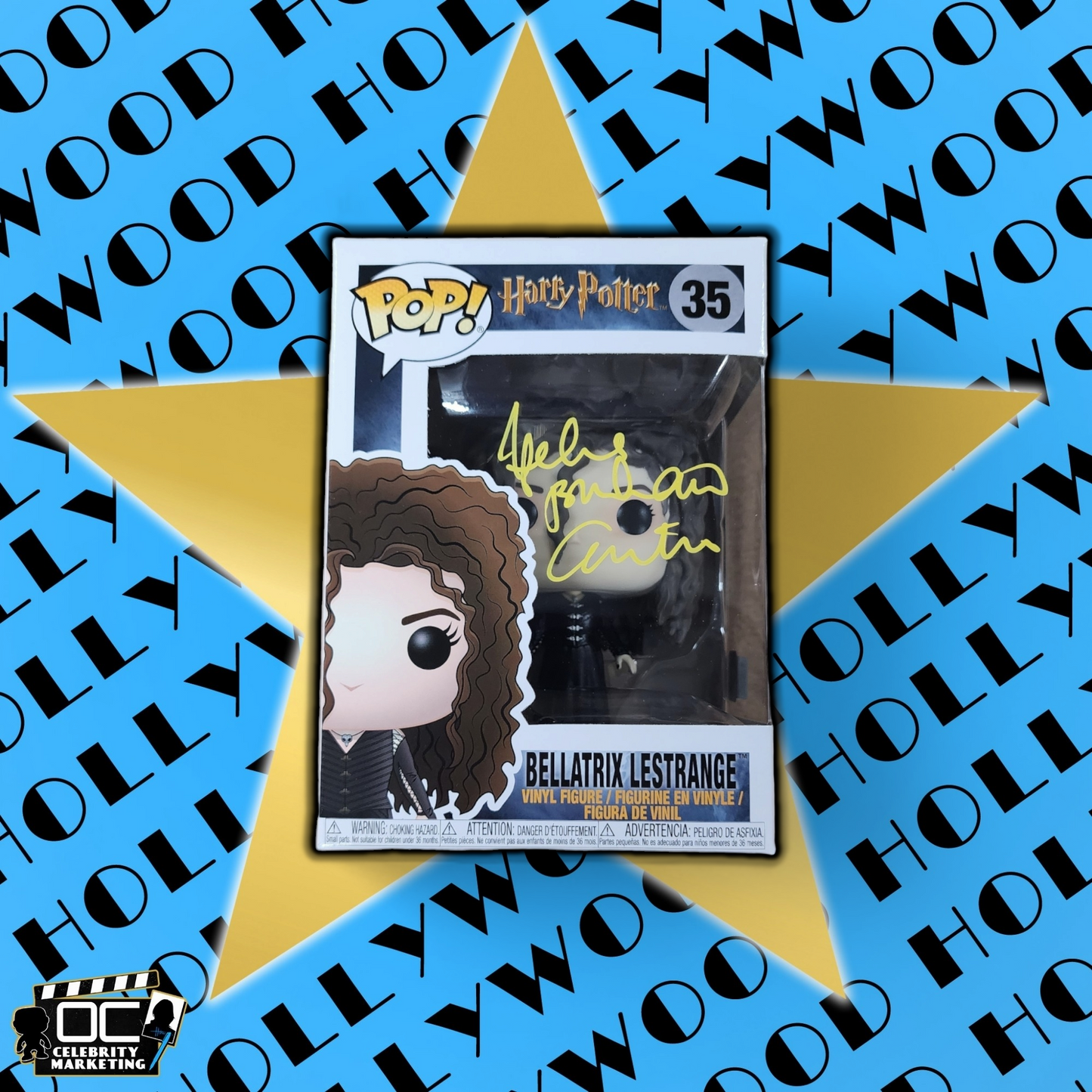 Helena Bonham Carter signed Harry Potter Bellatrix Lestrange Funko #35 QR OCCM-Y