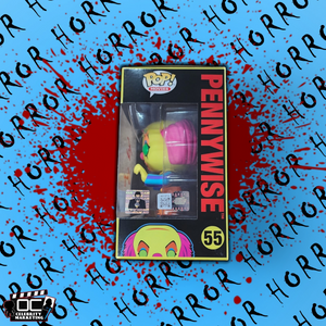 Tim Curry signed E.E. Blacklight LE IT The Movie Pennywise Funko 55 QR OCCM(Red)