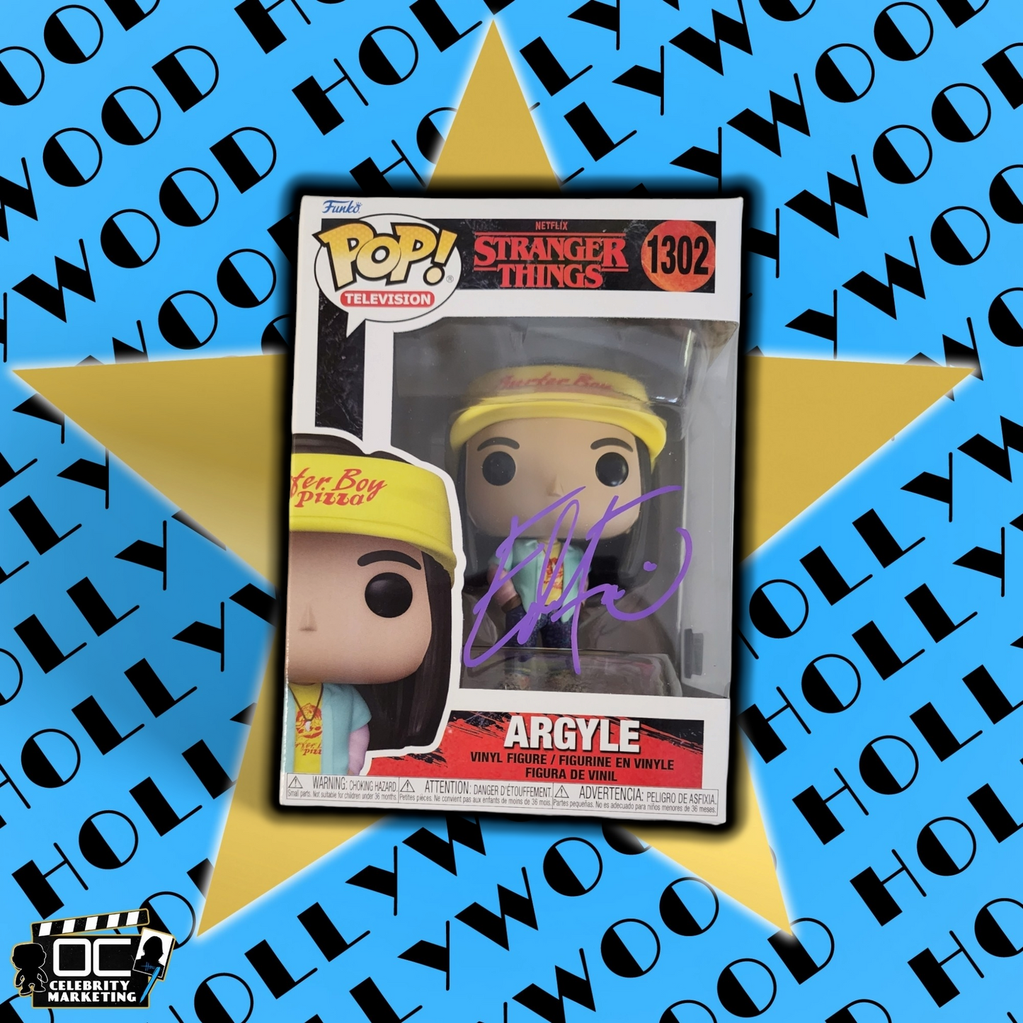 Eduardo Franco signed Netflix Stranger Things Argyle Funko #1302 OCCM QR code-P