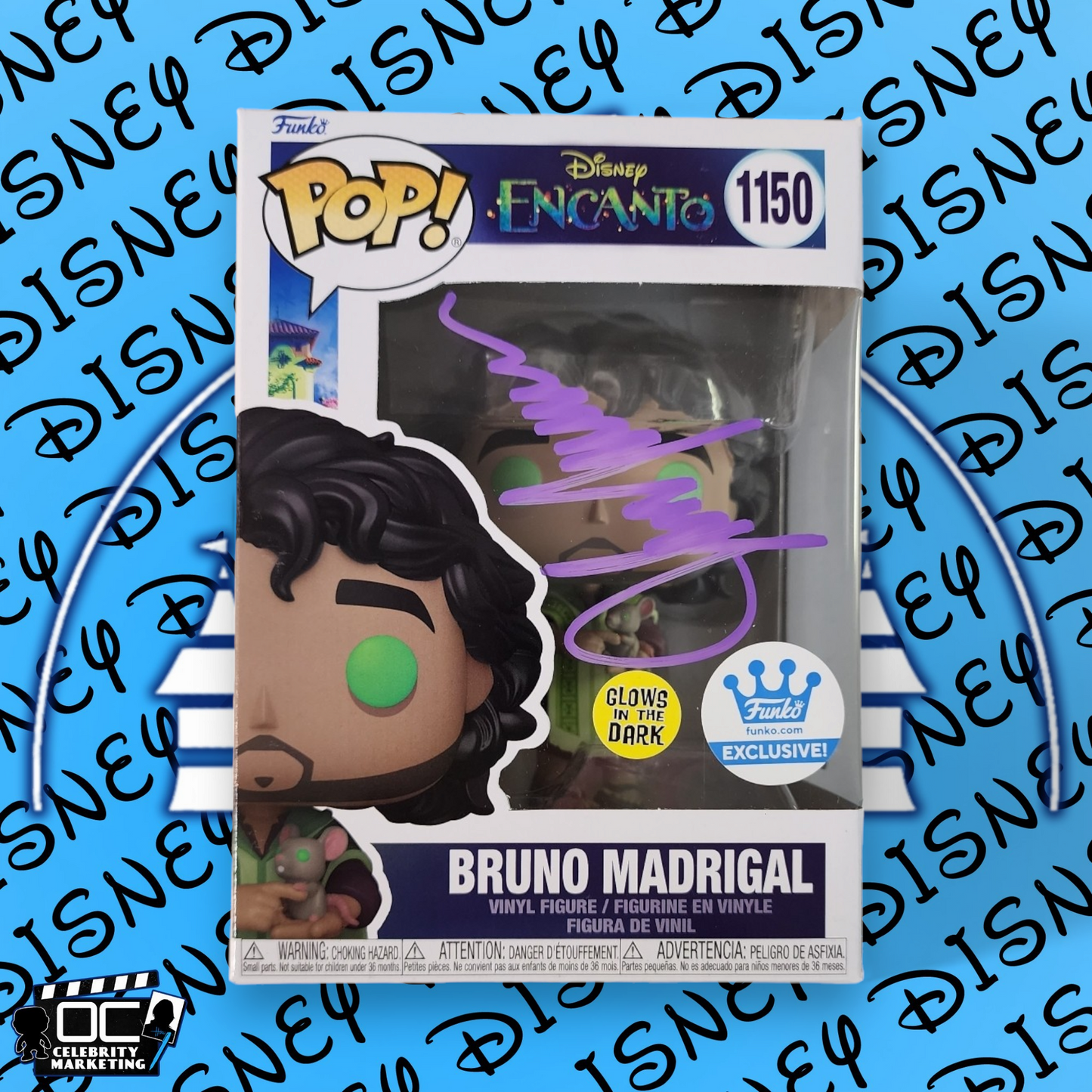 John Leguizamo signed Disney Encanto Bruno Madrigal Funko Glow #1150 OCCM QR-P