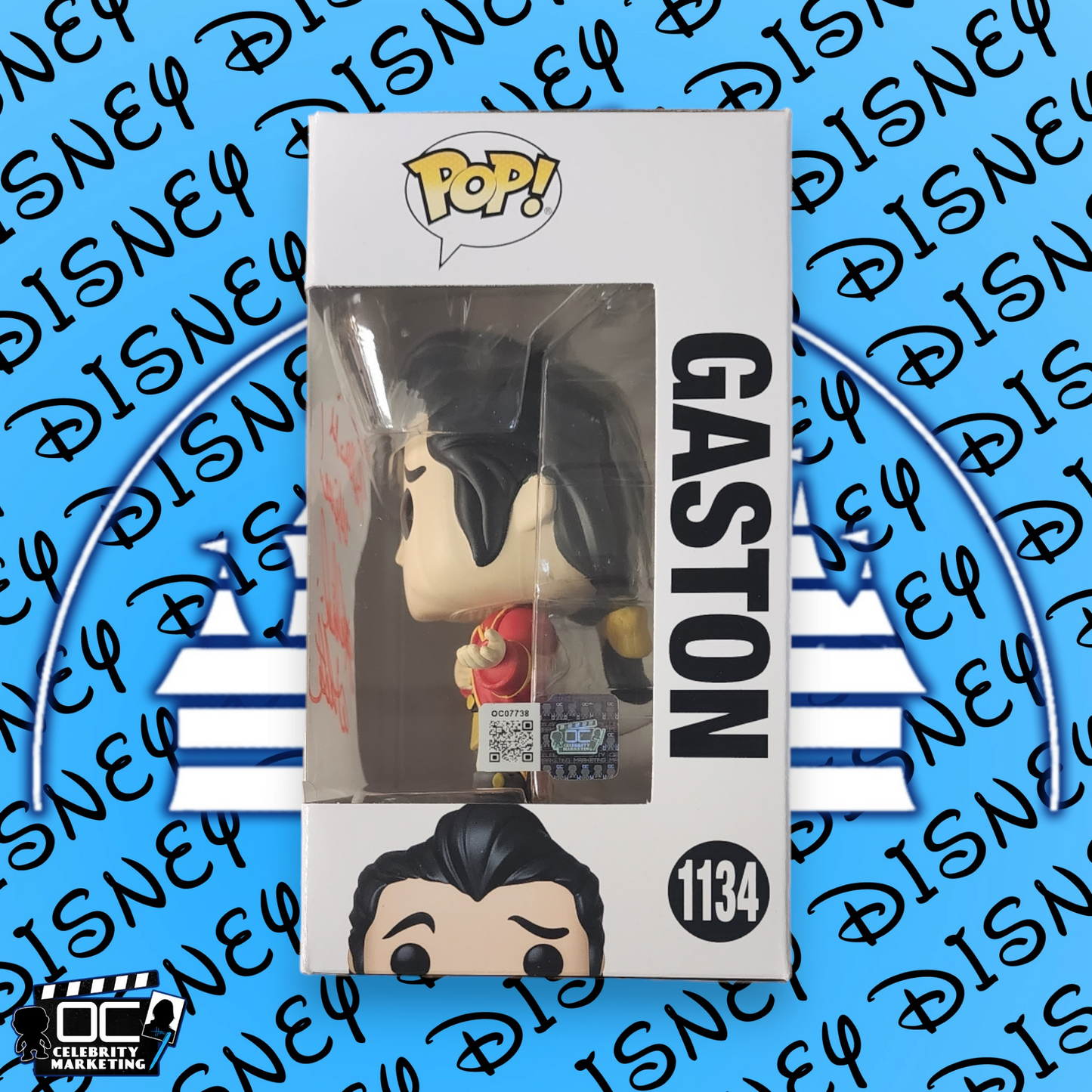 Richard White signed Beauty & The Beast Gaston Funko 1134 OCCM Auto QR code-QR