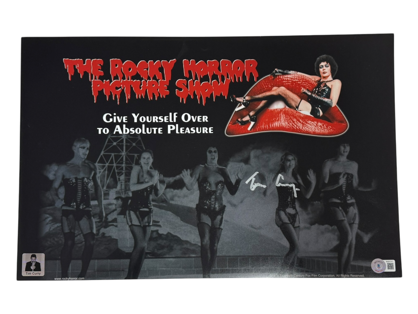 Tim Curry 11x17 autographed Rocky Horror Picture Show Poster Photo Beckett QR code authenticated with Tim Curry Holo