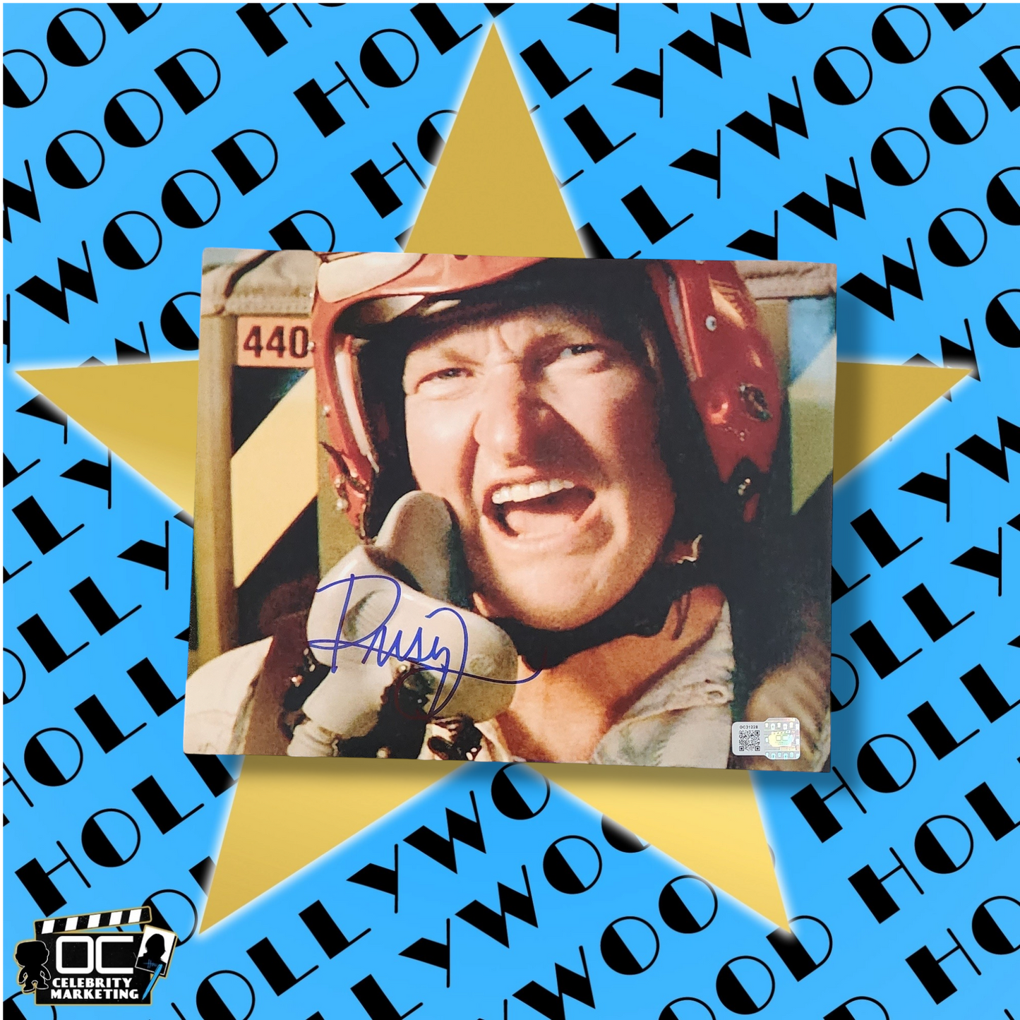 Randy Quaid signed 8x10 Independence Day Russel close up photo OCCM QR code Auto