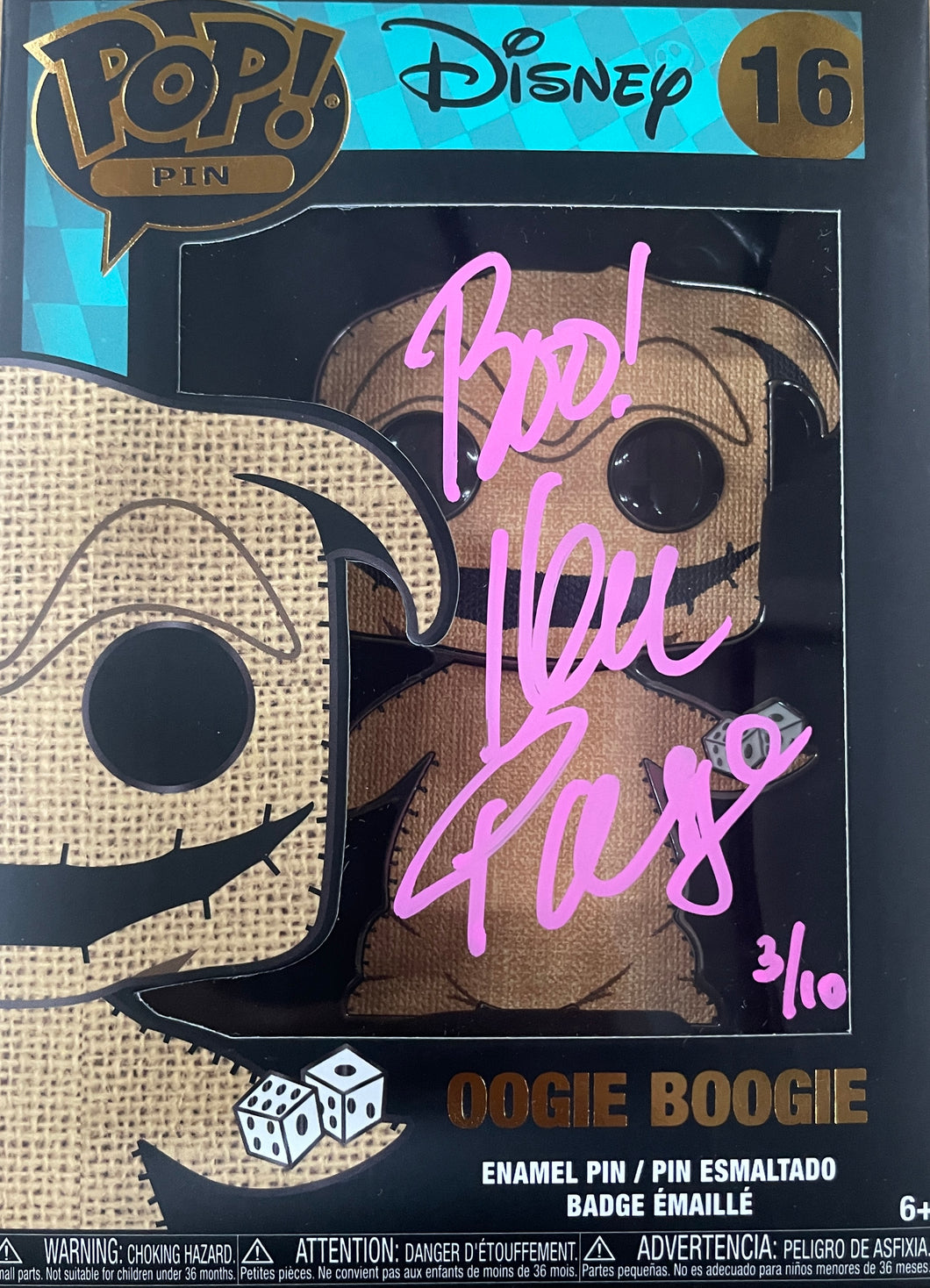 Ken Page signed Oogie Boogie Funko Pop! Pin Disney NBC #16 OCCM Autographed COA