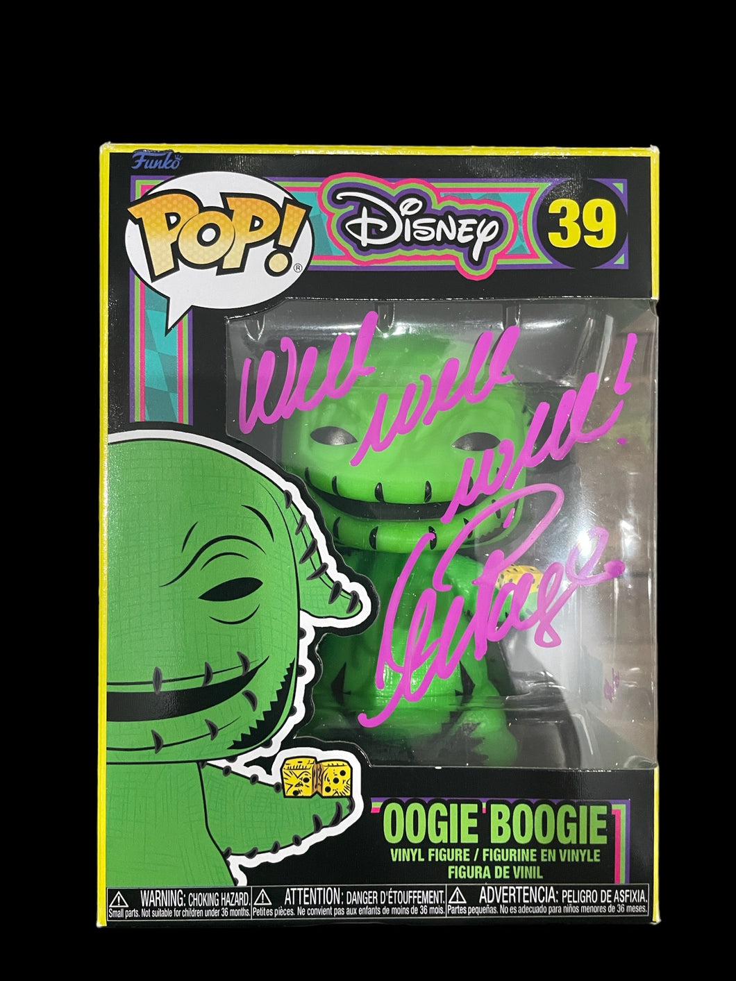 Ken Page signed BLKLT Oogie Boogie Funko Well Well Well NBC #39 OCCM Auto COA