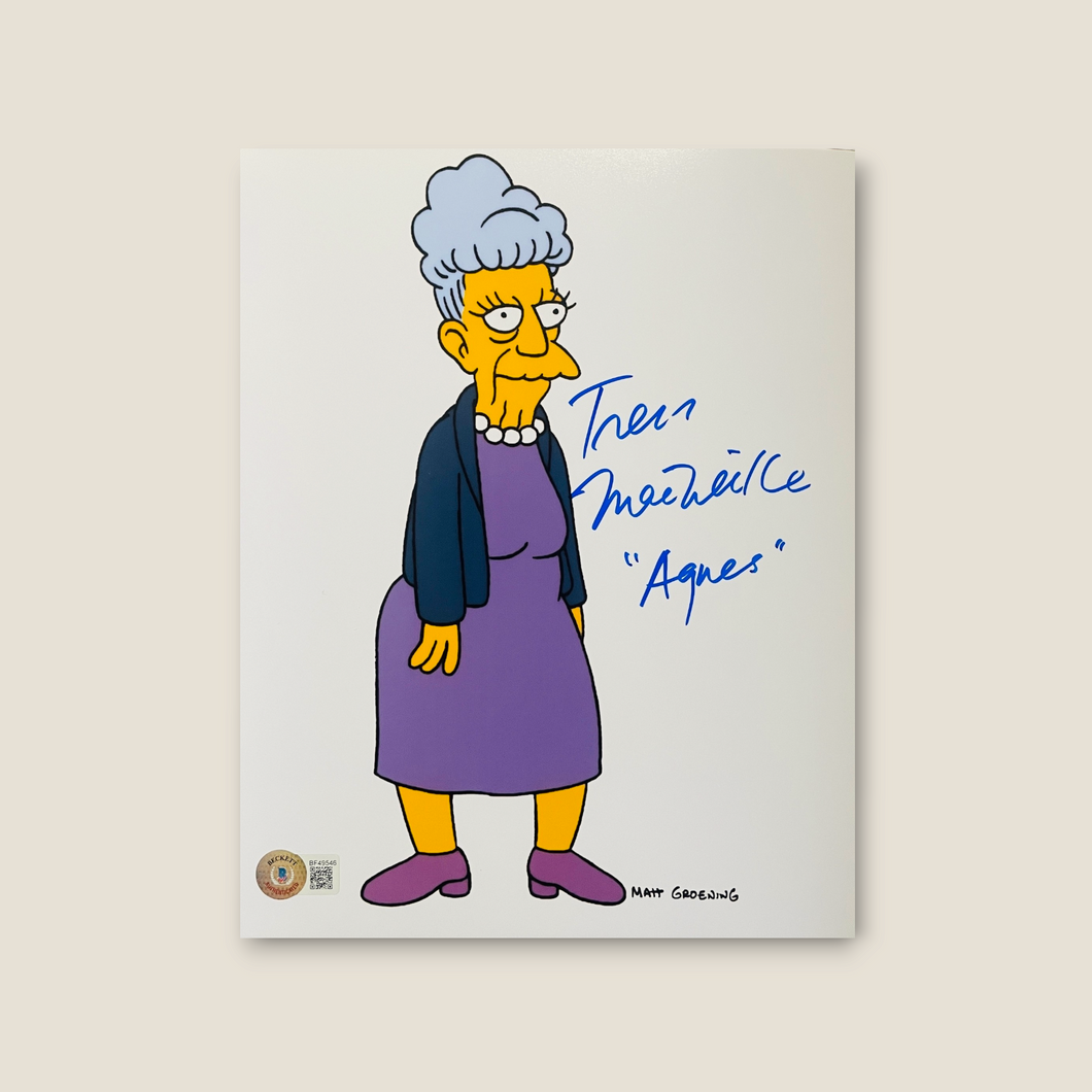 Tress MacNeille signed 8x10 Agnes The Simpsons photo autograph Beckett QR code-B