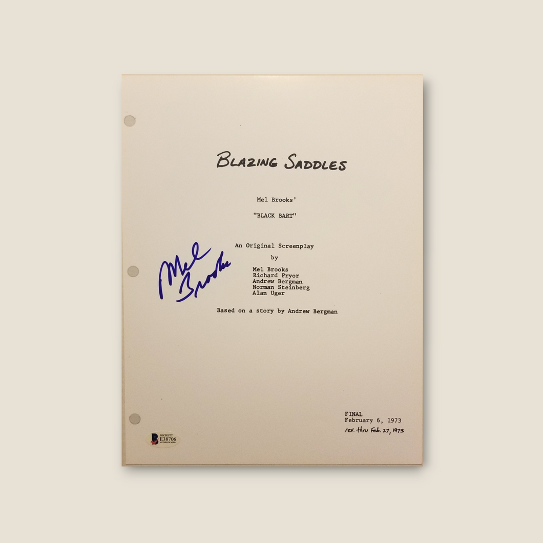 MEL BROOKS Signed BLAZING SADDLES Original Screenplay Title Page Beckett COA