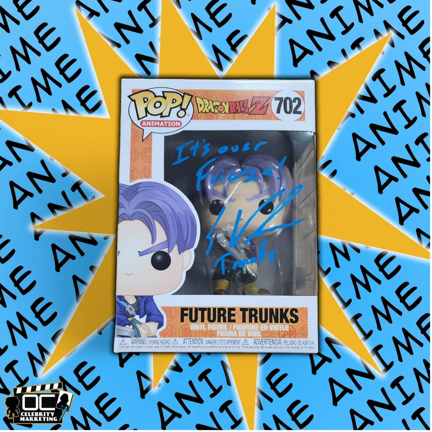 Eric Vale signed Dragon Ball Z Future Trunks Funko #702 auto QR code OCCM -QB