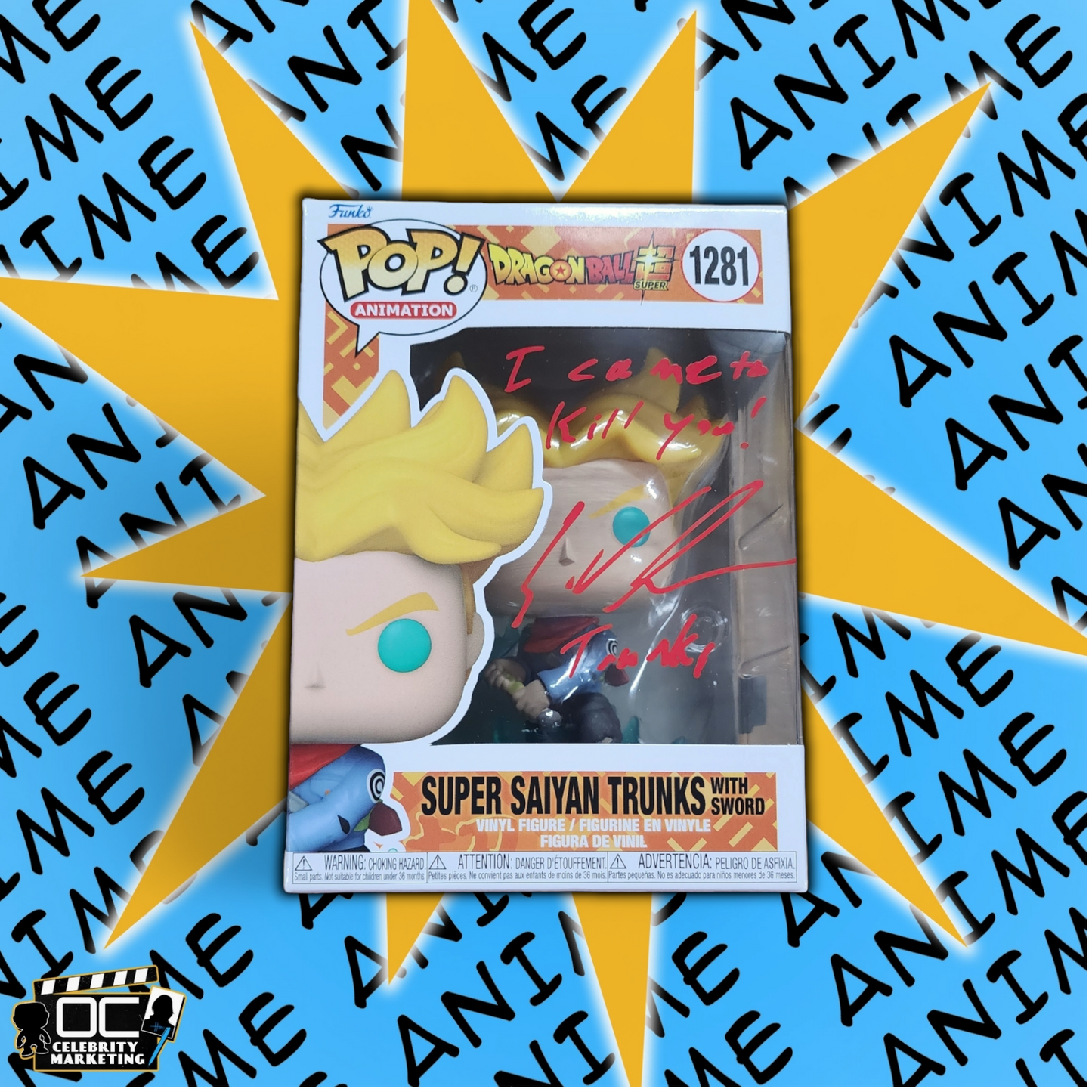 Eric Vale signed Dragon Ball Super Saiyan Trunks w/ sword Funko #1281 OCCM QR-QR