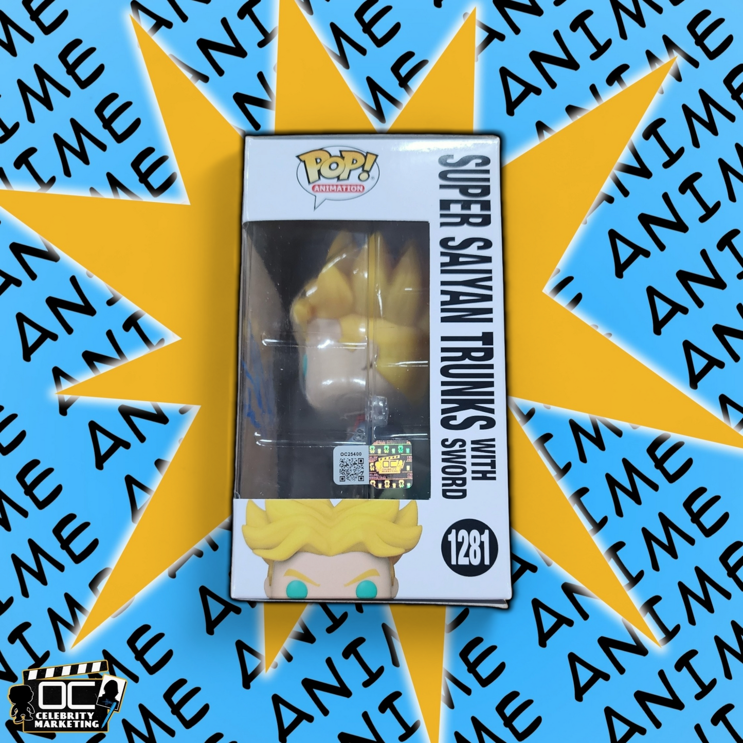 Eric Vale signed Dragon Ball Super Saiyan Trunks w/ sword Funko #1281 OCCM QR-B