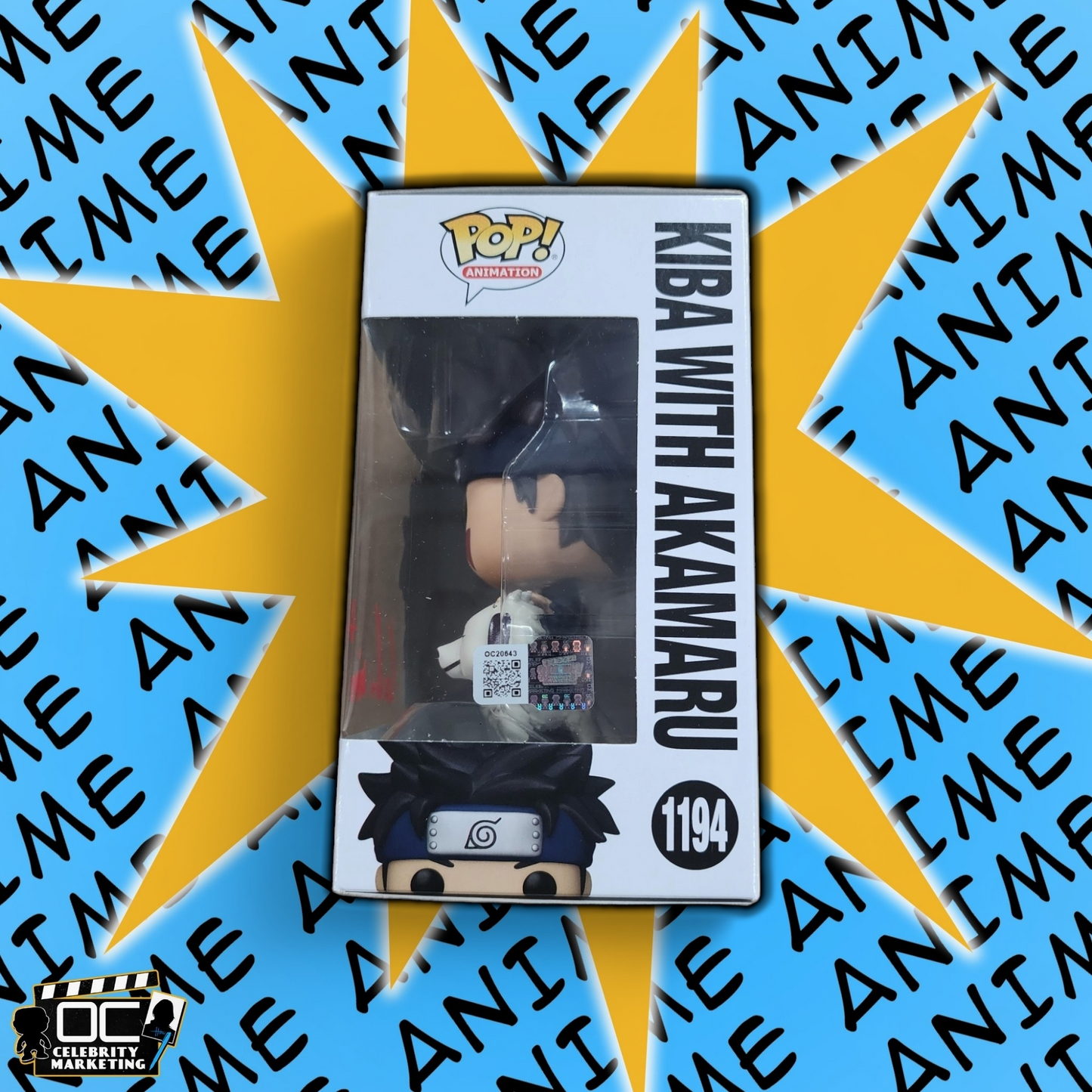 Kyle Hebert signed Naruto Shippuden Kiba w/ Akamaru Funko 1194 QR code OCCM-Red