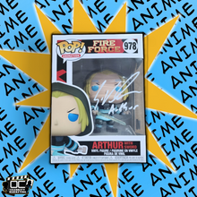 Load image into Gallery viewer, Eric Vale signed Fire Force Arthur with Sword Funko #978 autograph QR code OCCM
