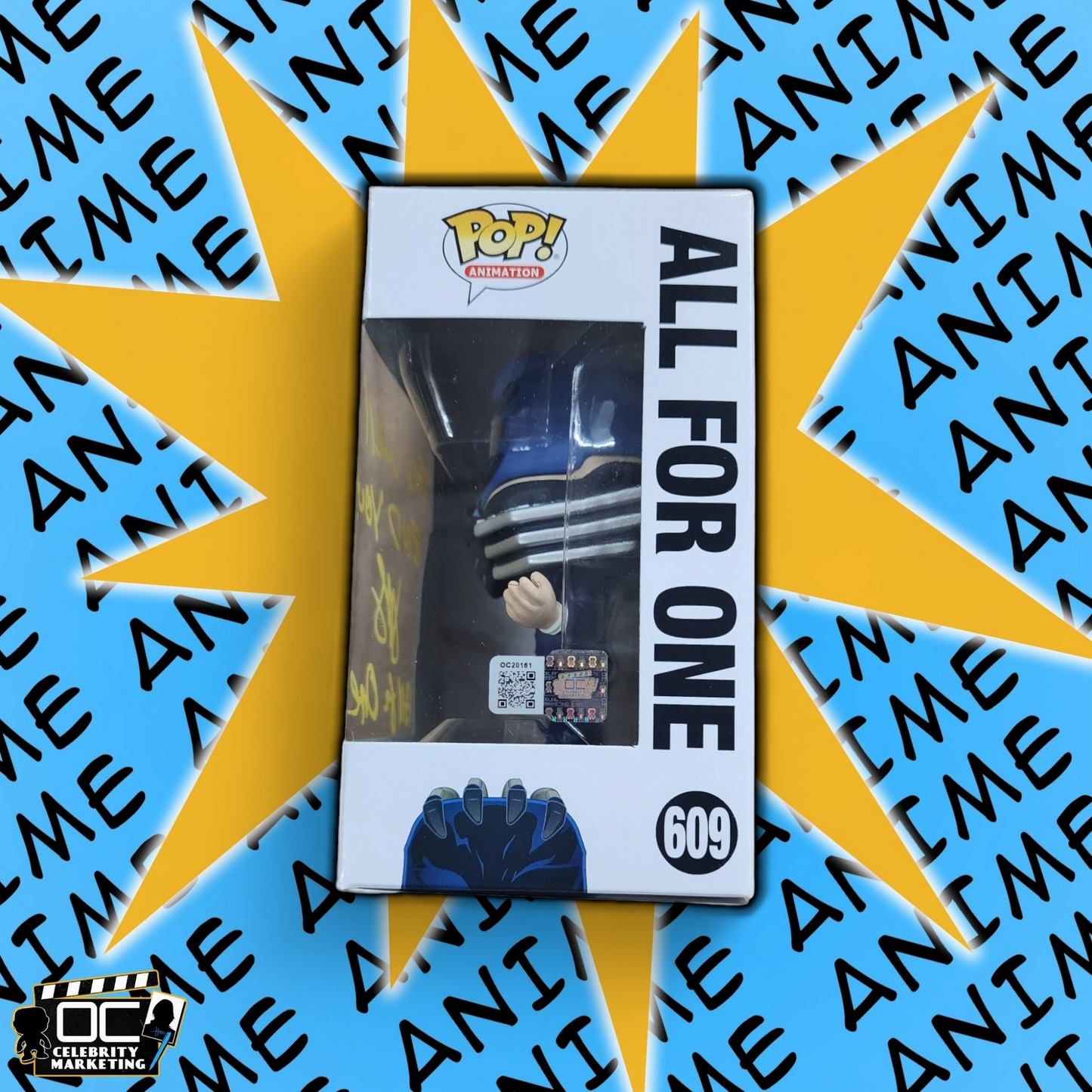 John Swasey signed My Hero Academia All For One Funko #609 auto QR code OCCM-Q3
