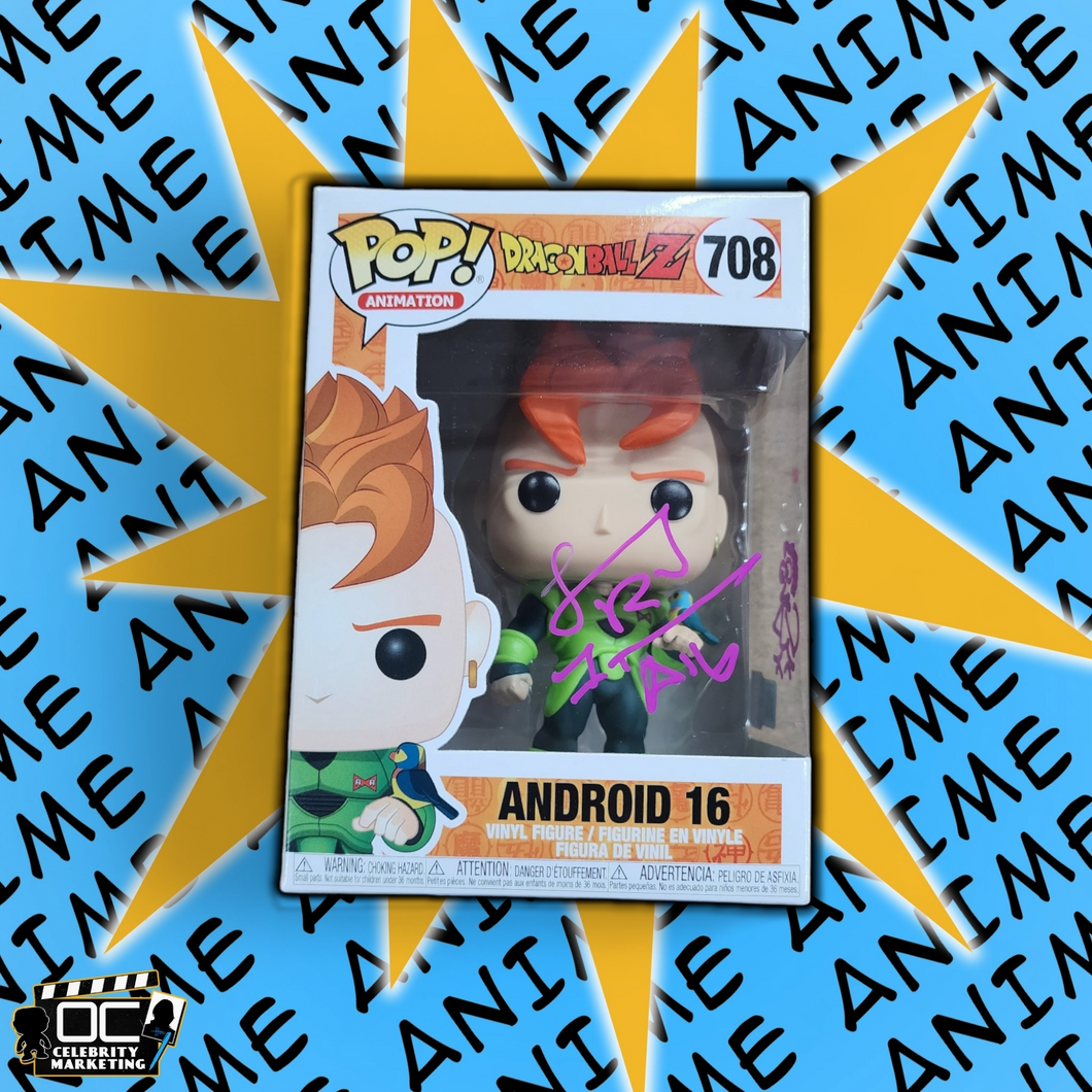 Jeremy Inman signed Dragon Ball Z Android 16 Funko #708 auto QR code OCCM-M