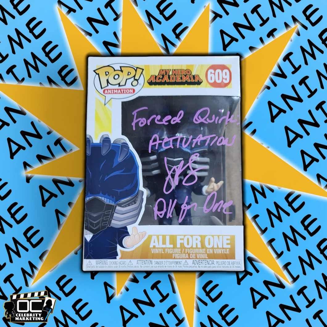 John Swasey signed My Hero Academia All For One Funko #609 auto QR code OCCM-Q1