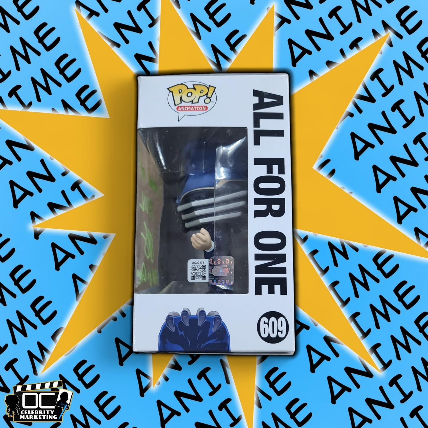 John Swasey signed My Hero Academia All For One Funko #609 auto QR code OCCM-Q2
