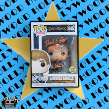 Load image into Gallery viewer, Sean Astin signed LOTR Samwise Gamgee Glow Funko #445 auto QR code w/quote-Orange
