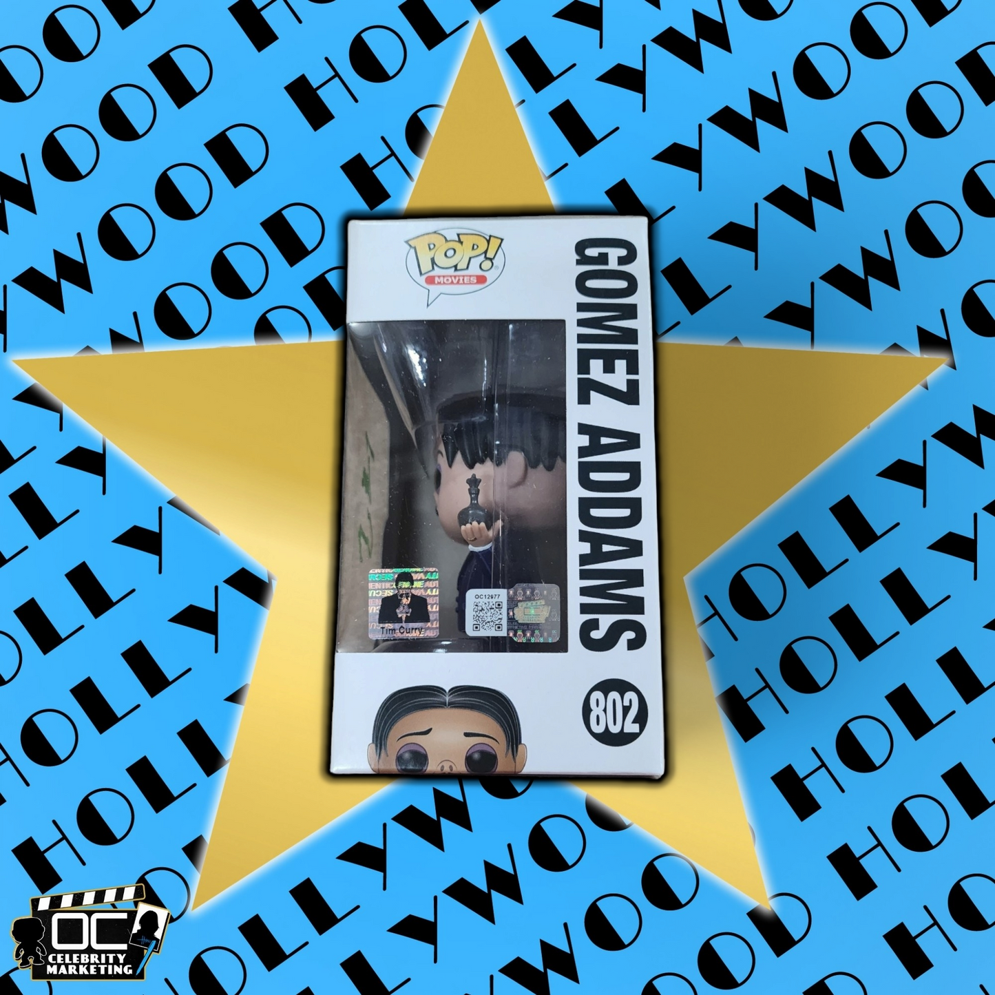 Tim Curry signed The Addams Family Gomez Addams Funko #802 auto QR code OCCM