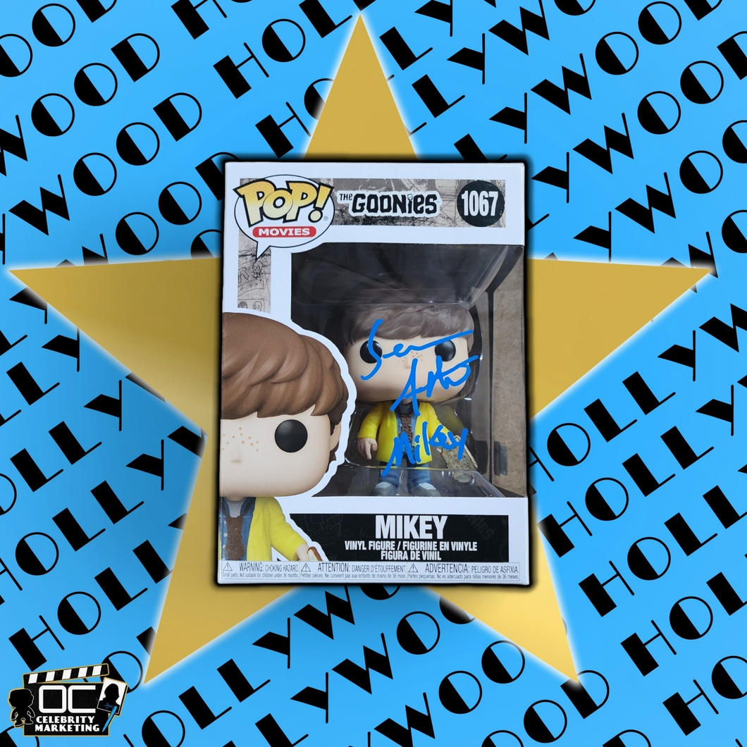 Sean Astin signed The Goonies Mikey Funko #1067 autographed QR code OCCM-Blue