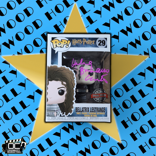 Helena Bonham Carter signed Harry Potter SE Bellatrix Lestrange Funko #29 QR -M