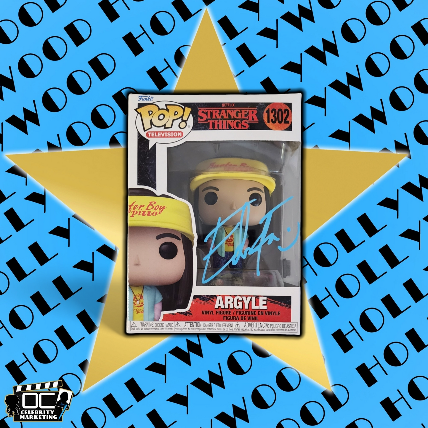 Eduardo Franco signed Netflix Stranger Things Argyle Funko #1302 OCCM QR code-B