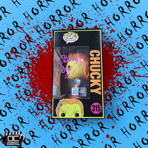 Alex Vincent Ed Gale signed Bride of Chucky E.E. BL LE Chucky Funko #315 QR OCCM