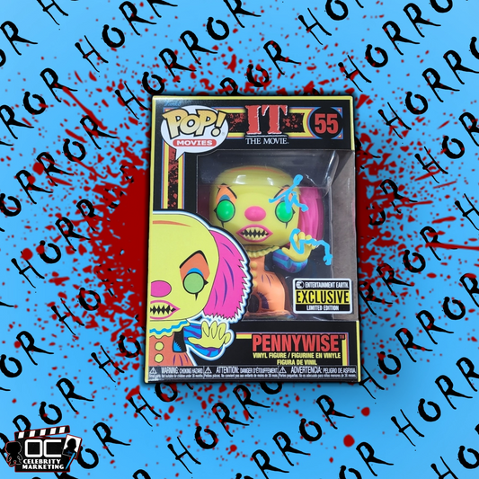 Tim Curry signed E.E. Blacklight LE IT The Movie Pennywise Funko 55 QR OCCM-Aqua