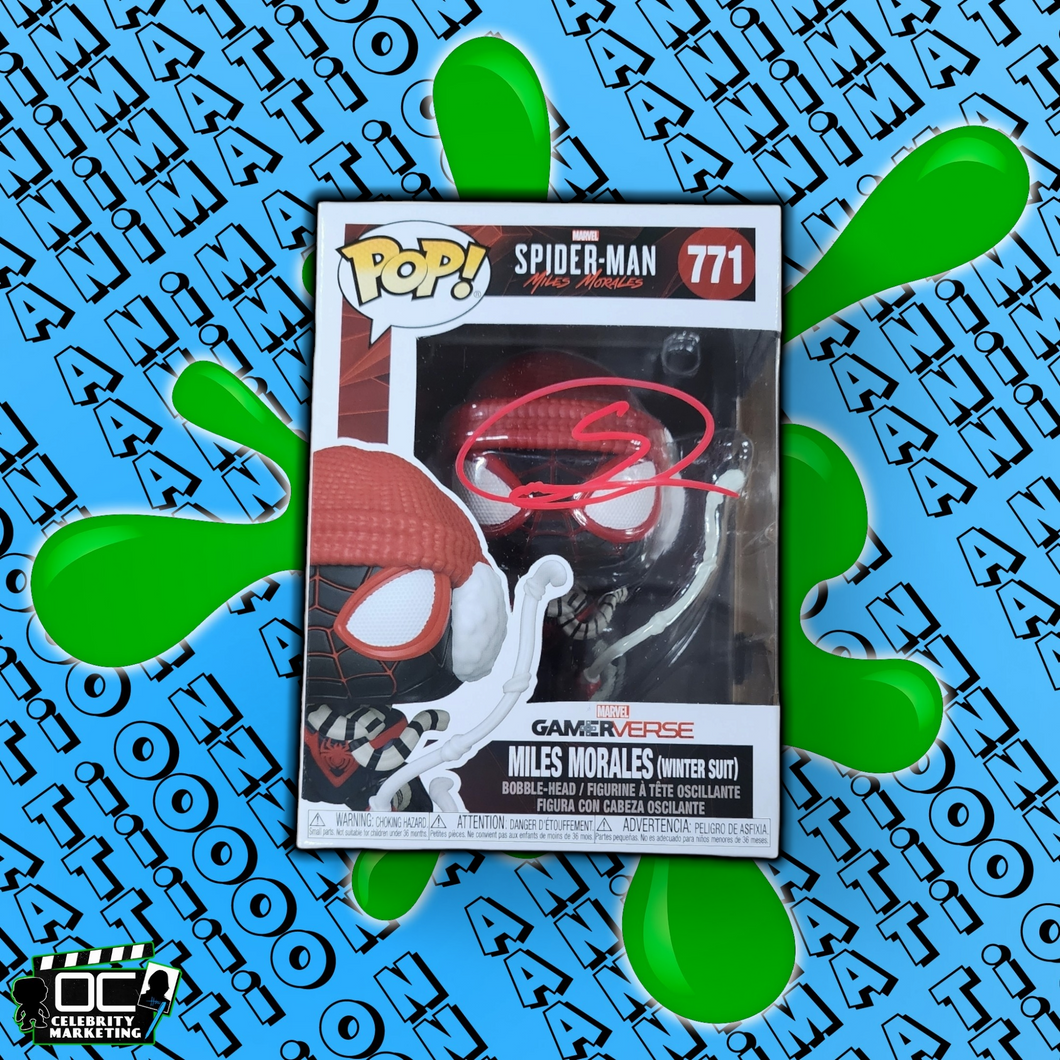 Shameik Moore signed Marvel Spider-Man Miles Morales Winter Suit Funko 771 OCCM