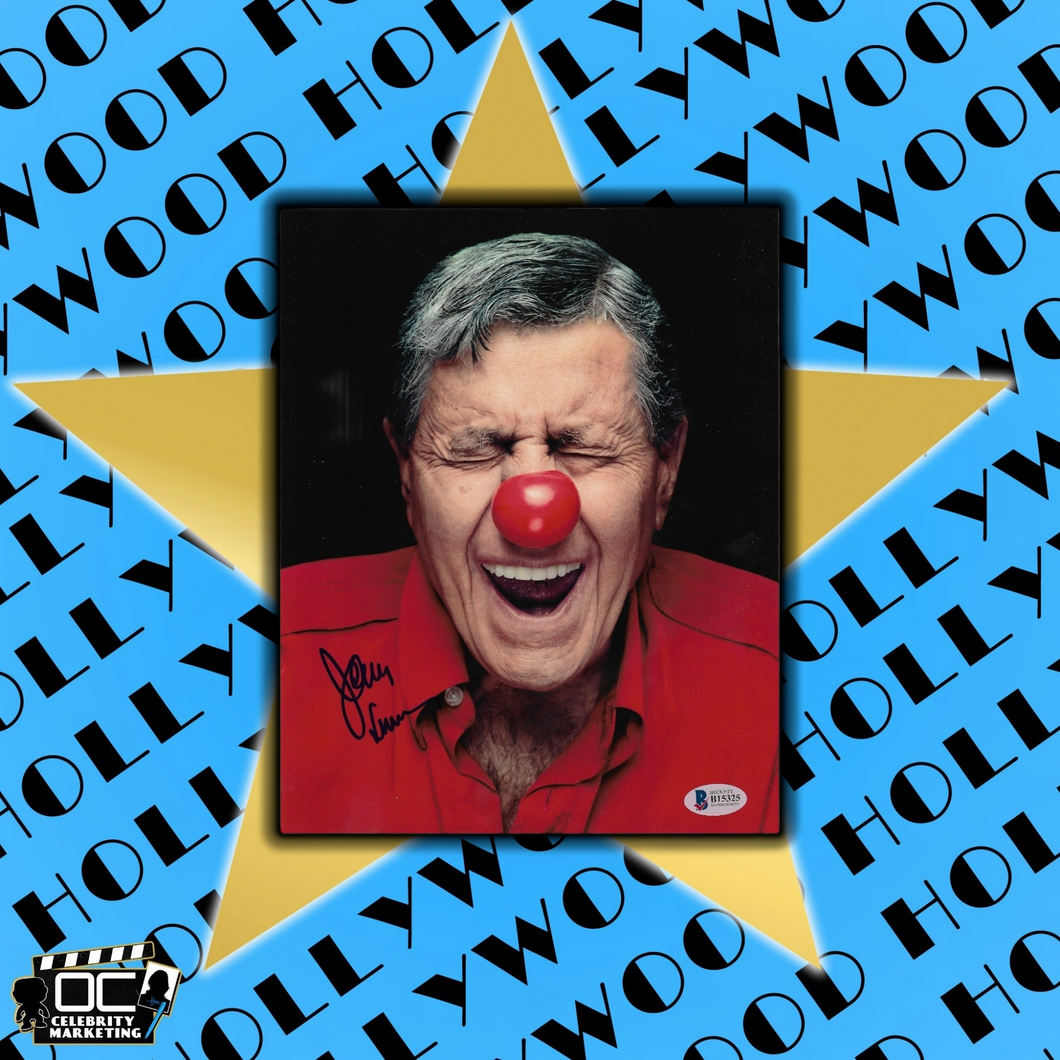 Jerry Lewis signed 8x10 Red Nose Photo Beckett COA