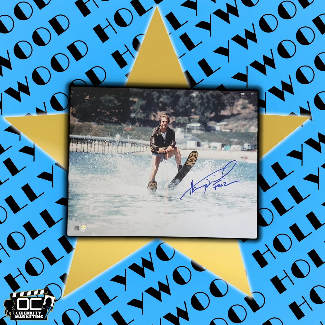 Henry Winkler signed 11x14 Water Ski Happy Days Fonzie photo auto OCCM QR code