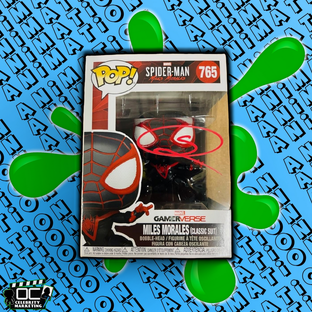 Shameik Moore signed Marvel Miles Morales Classic Suit Gamer-Verse Funko #765