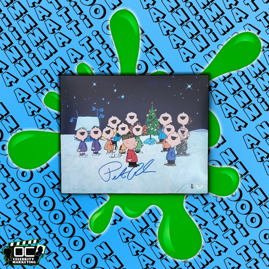 Peter Robbins signed 8x10 A Charlie Brown Christmas Caroling photo Beckett COA