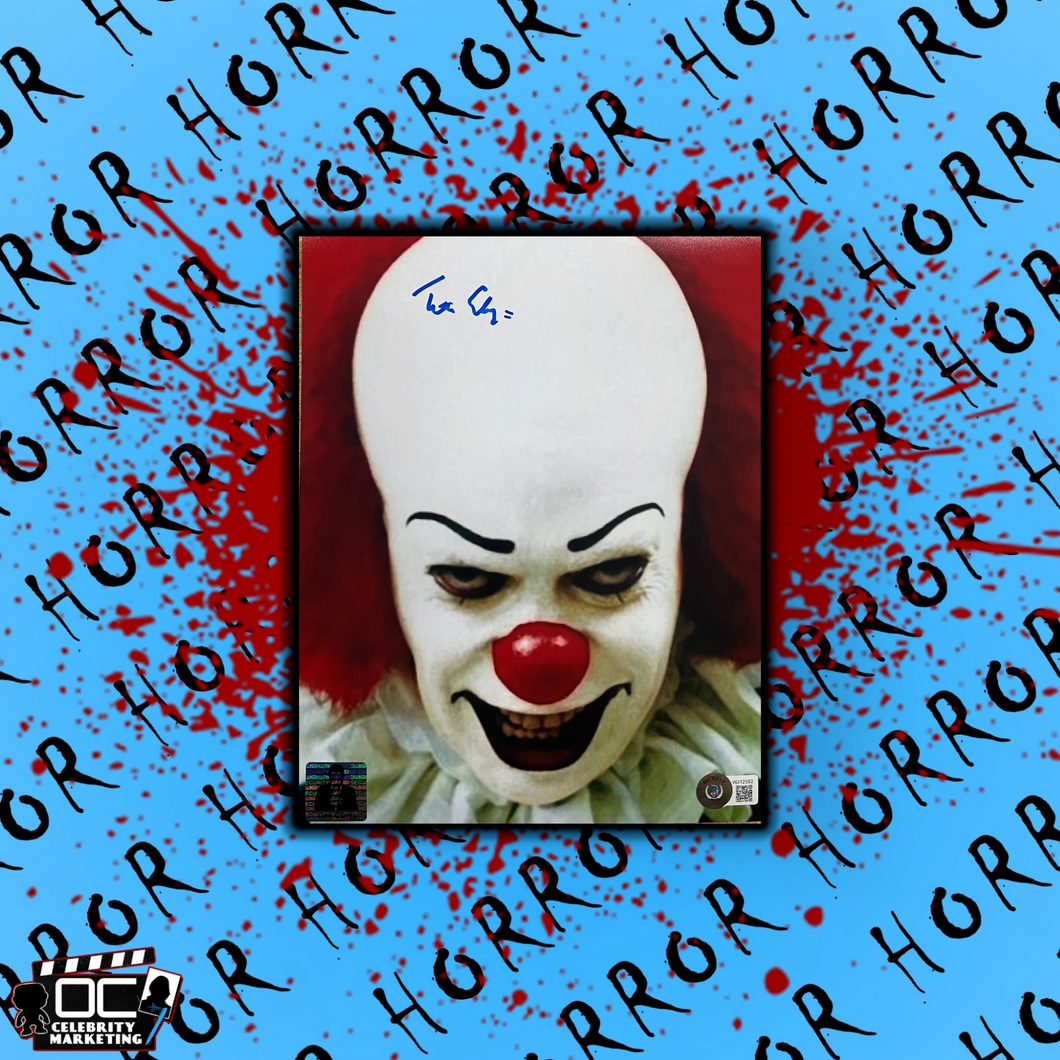 Tim Curry signed 8x10 Pennywise Image #1 Beckett Authenticated with Tim Curry's Official COA