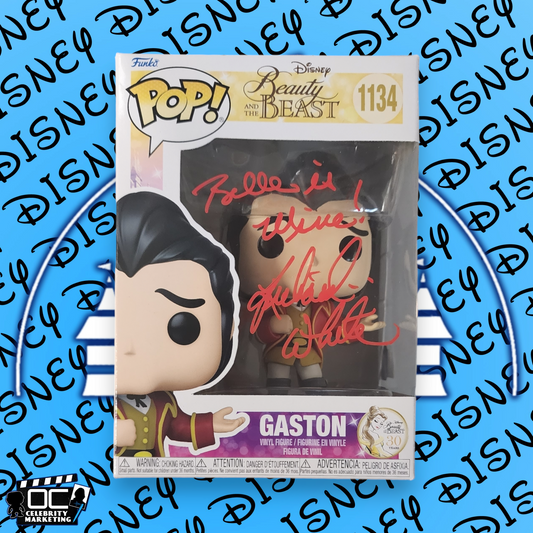 Richard White signed Beauty & The Beast Gaston Funko 1134 OCCM Auto QR code-QR