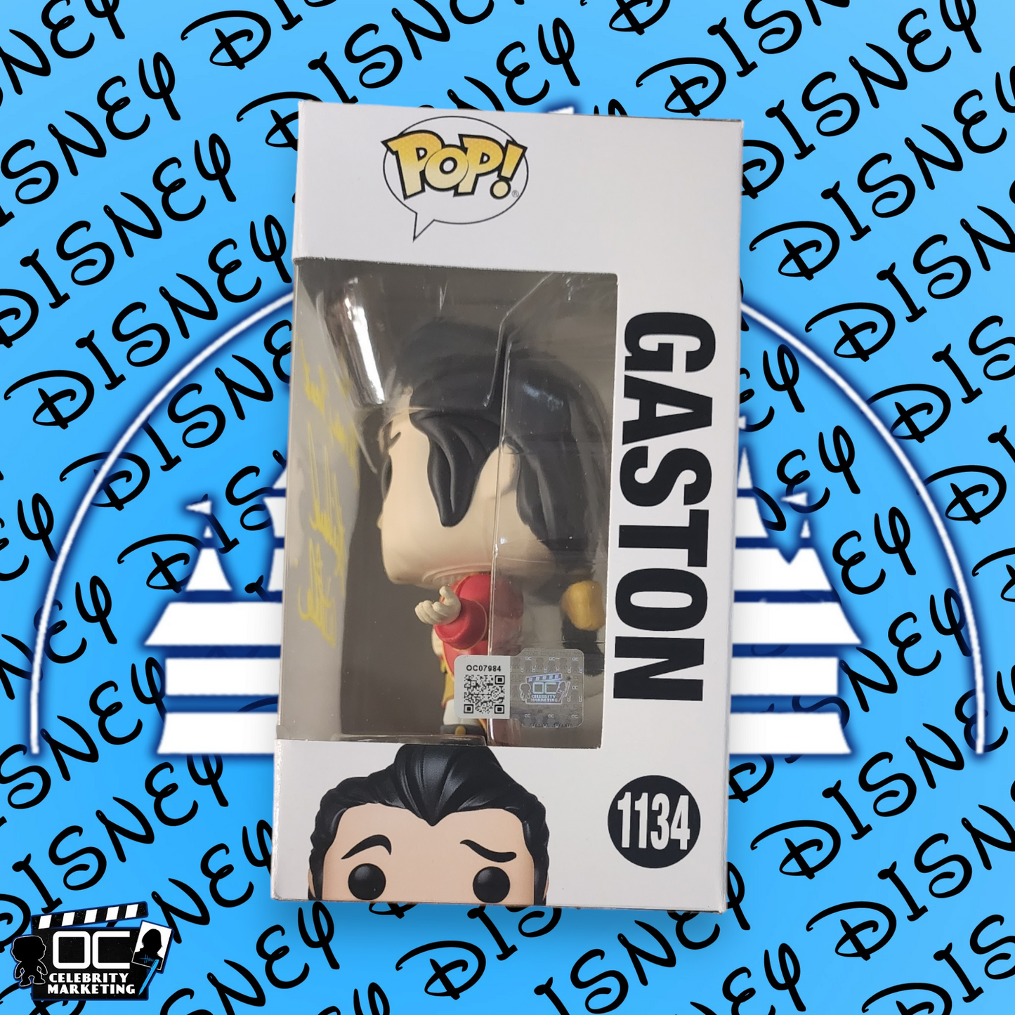 Richard White signed Beauty & The Beast Gaston Funko 1134 OCCM Auto QR code-QY