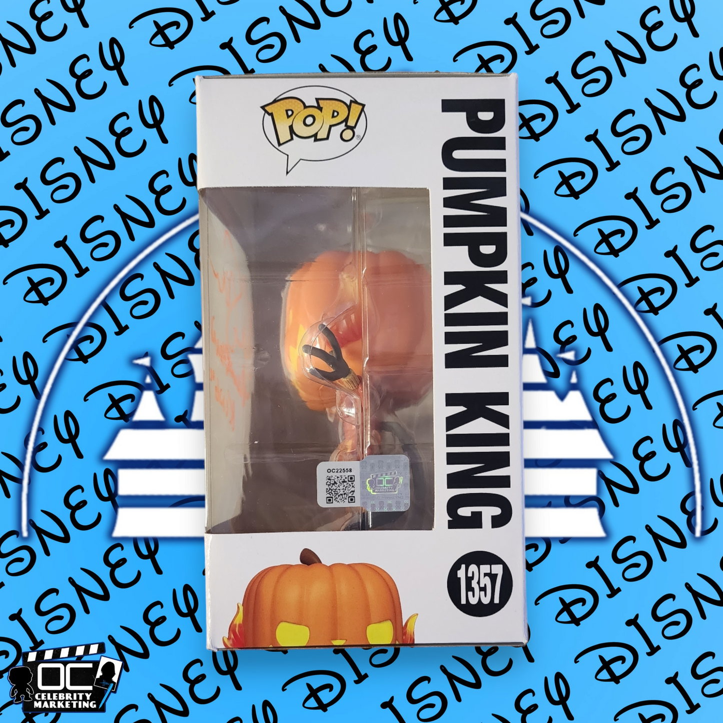 Chris Sarandon signed Pumpkin King Funko Disney NBC #1357 OCCM QR code Auto