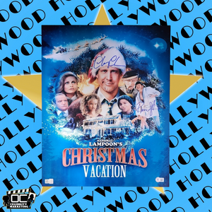 Randy Quaid and Chevy Chase signed 16x20 Christmas Vacation photo BAS QR image #1