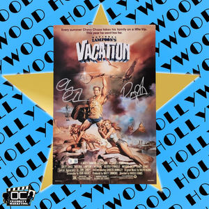 Randy Quaid and Chevy Chase signed 11x17 Vacation photo BAS QR code Autographed