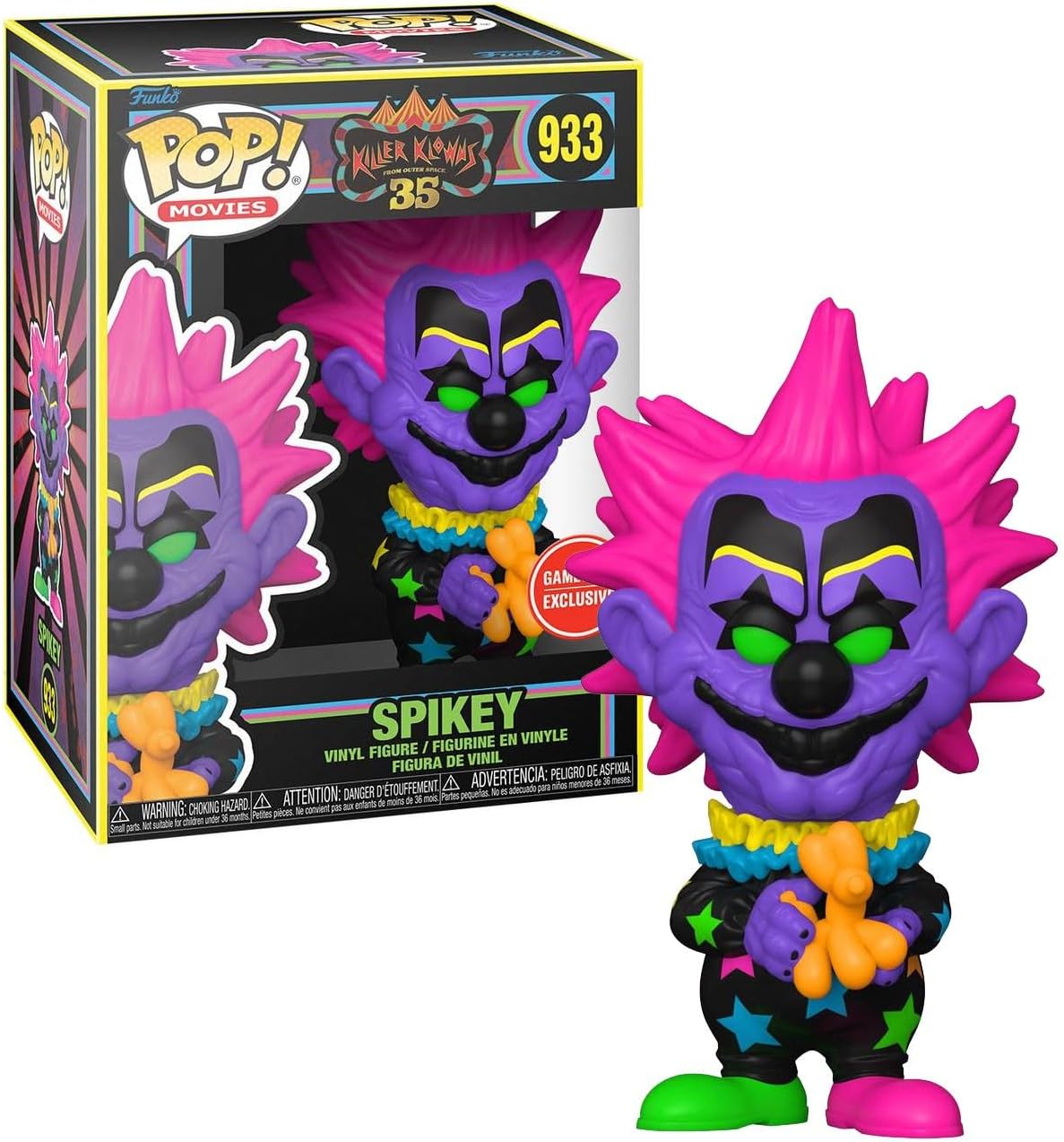 The Chiodo Brothers triple signed Killer Klowns from outer space Game Stop Exclusvie Spikey Funko Pop! #933