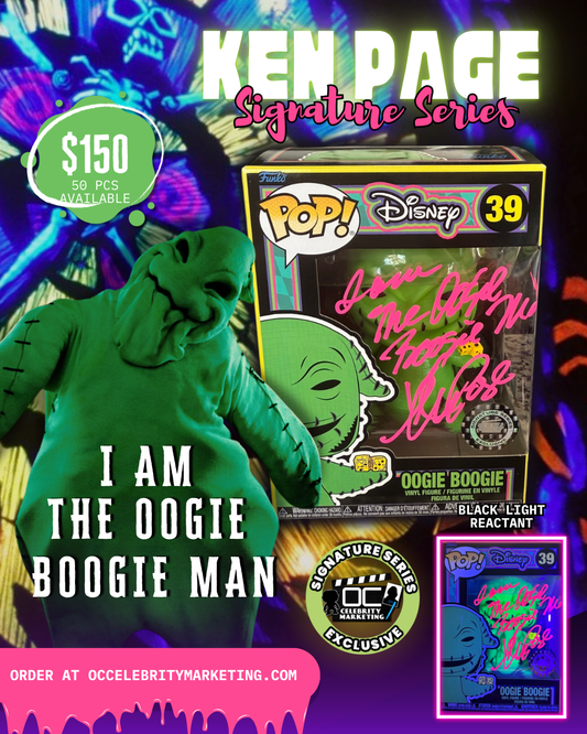 Ken Page Signature Series: The Nightmare Before Christmas Black Light Oogie Boogie Funko Pop! #39 (#/50)