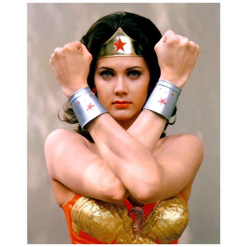 Lynda Carter Autographed 1976 Wonder Woman Bracelets of Submission 8x10 Photo Pre-Order