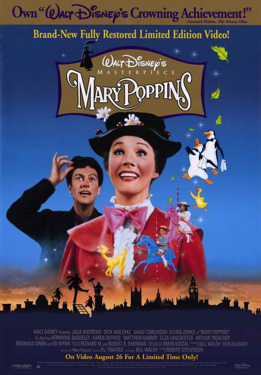 Dick Van Dyke & Karen Dotrice signed Mary Poppins poster photo Image #2 (8x10, 11x17)