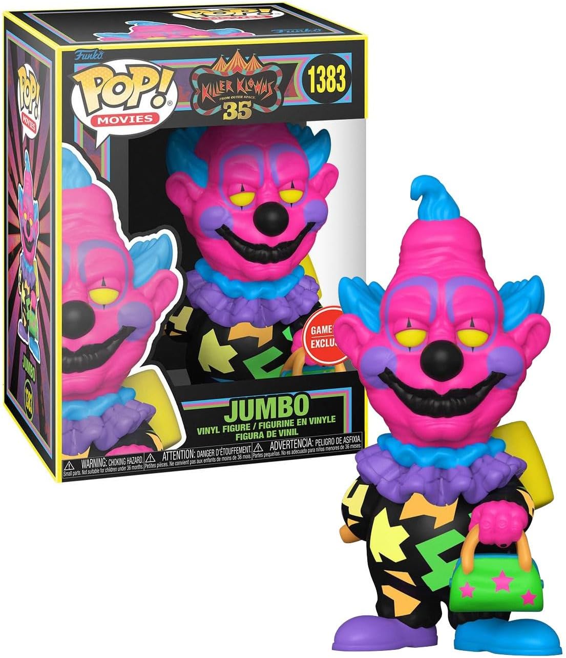 The Chiodo Brothers triple signed Killer Klowns from outer space Game Stop Exclusvie Jumbo Funko Pop! #1383